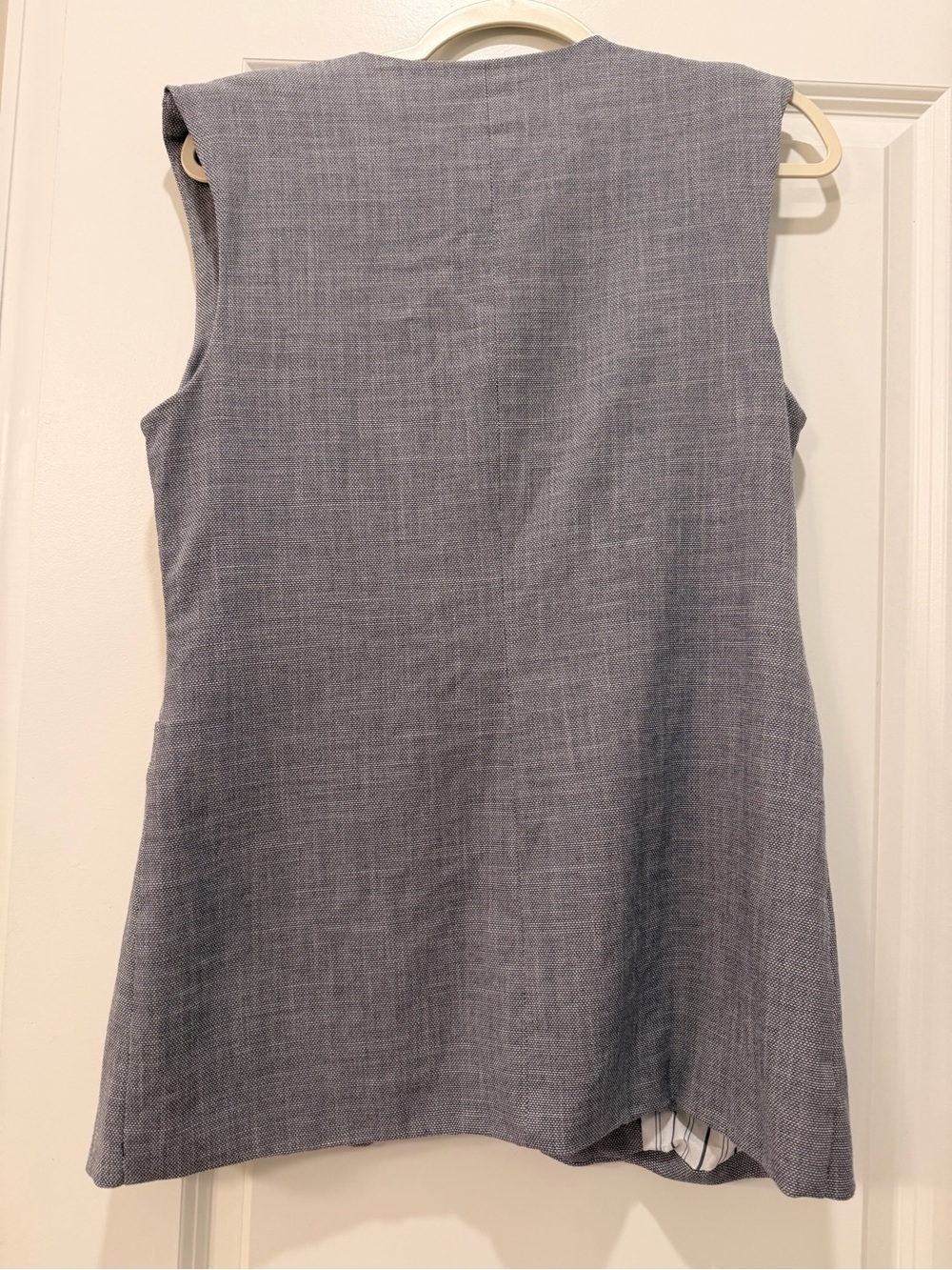 Rachel Zoe Sleeveless Blue Tweed Vest with Gold Buttons - Picture 3 of 4
